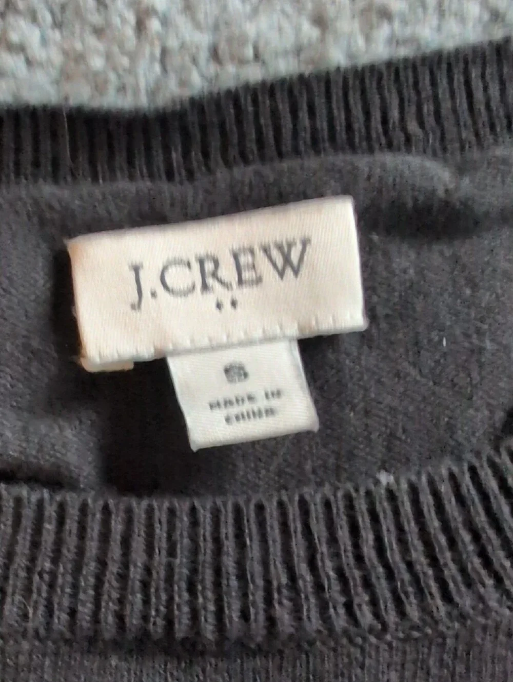 J. Crew Black Crewneck Sweater with Red Plaid Heart